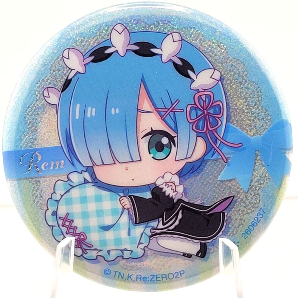 Rem - Re:Zero Bellhouse Gyugyutto Blue Hologram Can Badge